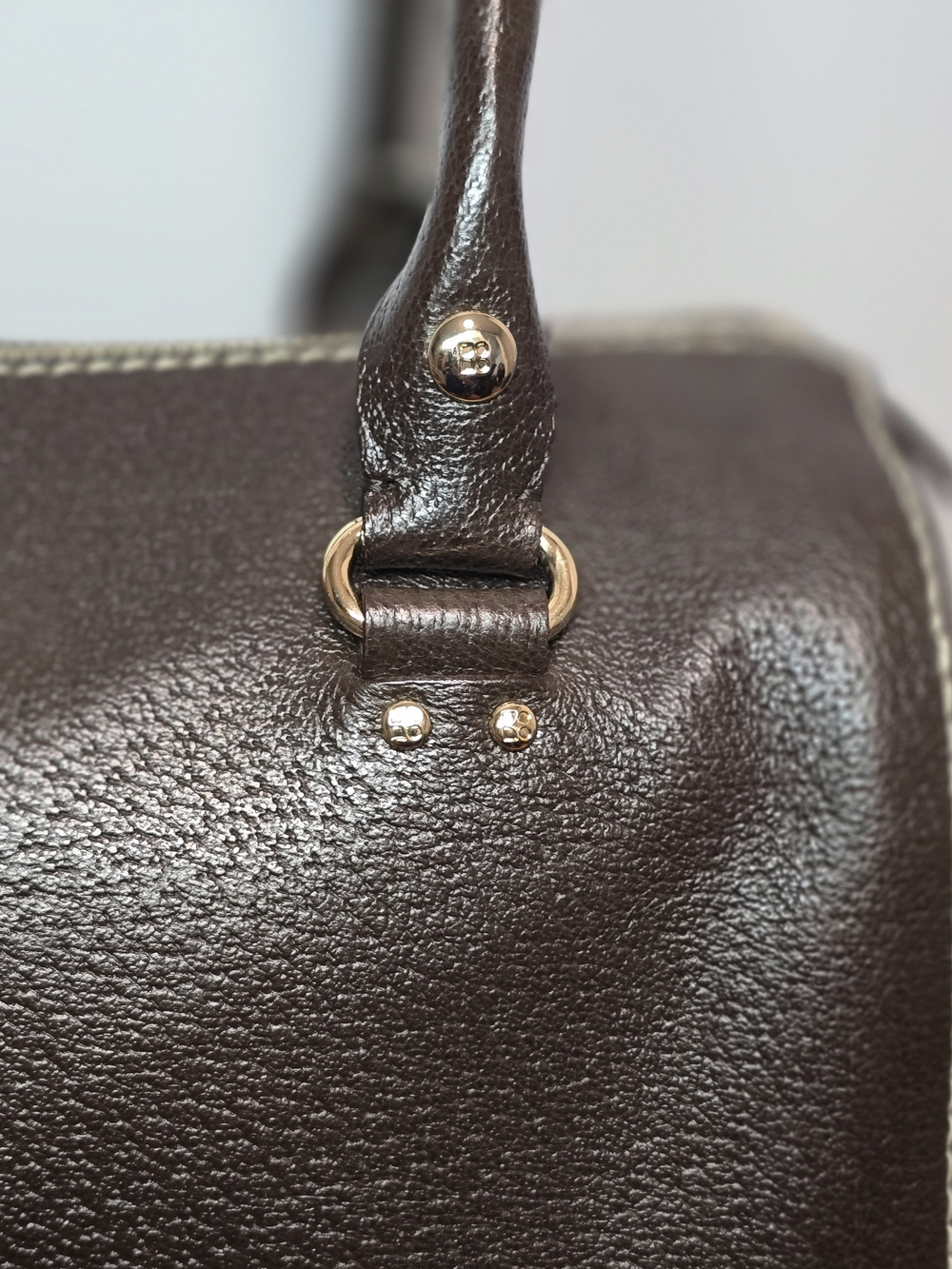 kate spade Vintage Brown Pebbled Leather Satchel with Gold Hardware - Picture 6 of 16